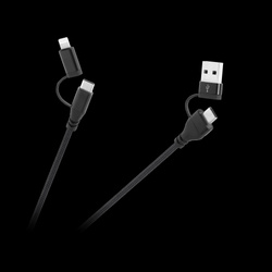 Kabel wtyk USB A/C - wtyk USB C/lightning (2+2) 1m