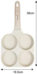 Patelnia z powłoką nieprzywieralną, 4 sekcje, beżowa z drewnianą rączką, 36x18,5x2,5cm Klausberg, KB-7823 KB-7823