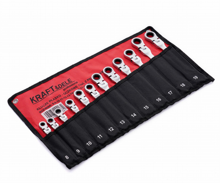 Klucze płasko oczkowe z grzechotką łamane 12el. KD10947 - KRAFT&DELE