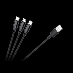 Kabel USB 3w1 microUSB, USB typu C, Lightning 100 cm