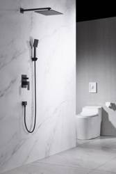 Zestaw prysznicowy podtynkowy z deszczownicą i prysznicem TORONTO TOR-ZKP.150 CZARNY MAT Blue Water