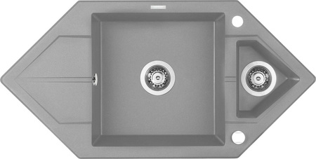 Zlewozmywak granitowy 1.5-komorowy z ociekaczem - Space-Saver (ZQP S653) - Deante