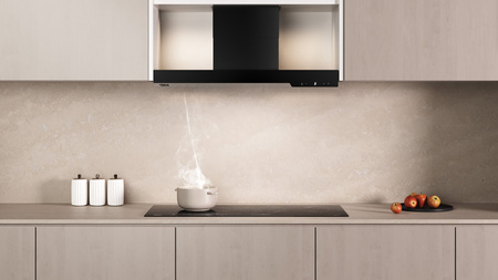 Okap w pełni zintegrowany, łatwy w montażu i z miejscem na przechowywanie INTEGRA GFI 97350 EOS BK TEKA