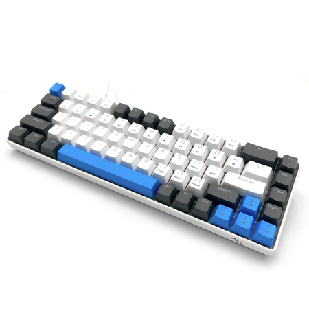 RED CORE MX60 - Gamingowa klawiatura mechaniczna typu short 60%, przełączniki mechaniczne silent RED, kolorowe podświetlenie, 68 klawiszy, USB-C. Kolor: biało/niebieski.