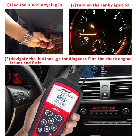 Miernik diagnostyczny, skaner OBD2 Konnwei KW808