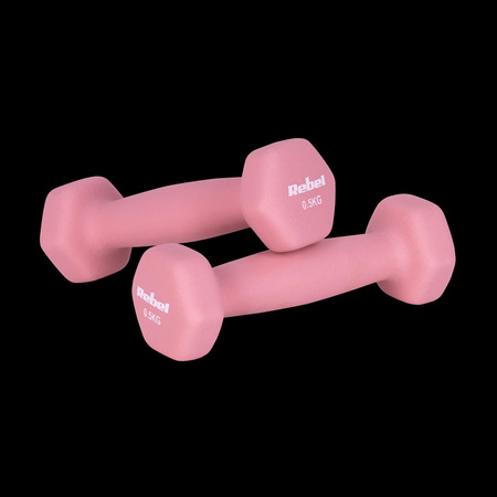 Hantelki żeliwne neoprenowe HEX 2x0.5kg, REBEL ACTIVE