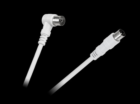 Kabel TV - VIDEO kątowo - prosty biały 10m