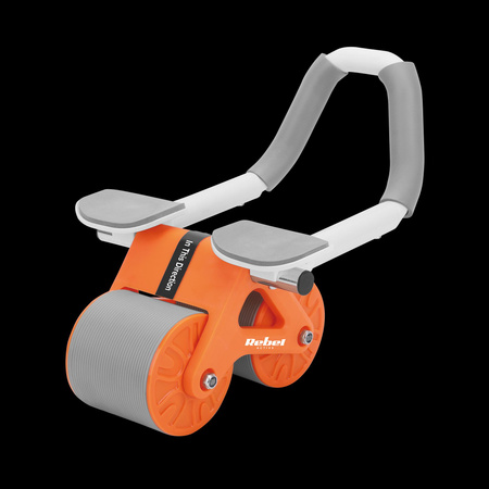 Przyrząd do ćwiczenia mięśni brzucha z timerem, AB roller Wheel AB-3 , kolor szaro-pomarańczowy , REBEL ACTIVE
