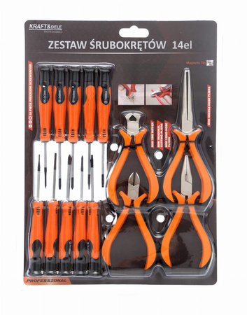 Zestaw śrubokrętów i szczypiec 14szt. . KD10894 - KRAFT&DELE