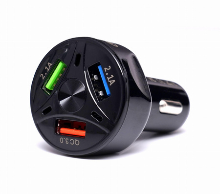Ładowarka samochodowa QUICK CHARGE 3 porty USB LED KD1238 - KRAFT&DELE