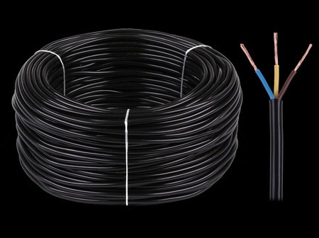 Kabel elektryczny OMY 3x0,75 300/300V czarny