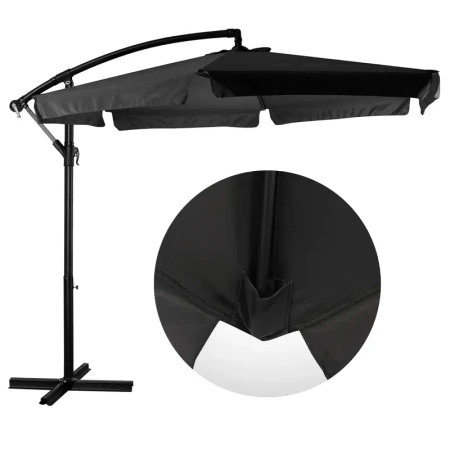 Parasol Ogrodowy z Wysięgnikiem 300cm Grafitowy