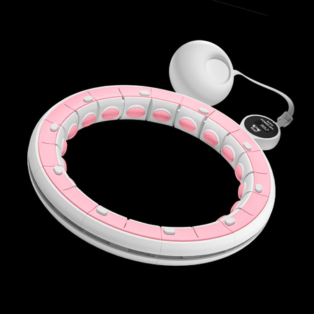 Smart Hula Hop odchudzające koło z licznikiem, wypustkami i obciążeniem 50cm, różowe, REBEL ACTIVE