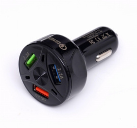 Ładowarka samochodowa QUICK CHARGE 3 porty USB LED KD1238 - KRAFT&DELE