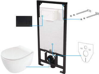 Zestaw WC podtynkowy 6 w 1 (CDLN6ZPW) - Deante