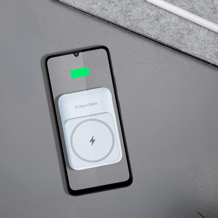 POWERBANK indukcyjny Kruger&Matz 10000 mAh Mag Safe z kablem niebieski