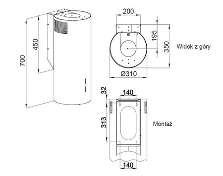 Okap przyścienny tuba MAAN Elba 2 W 731 czarny