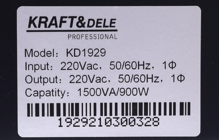 Zasilacz awaryjny UPS 1500VA LCD KD1929 - KRAFT&DELE
