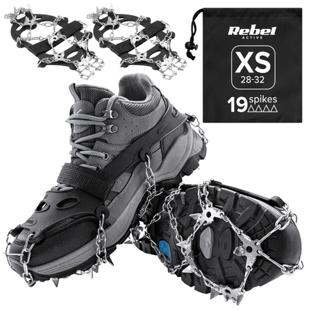 Raczki z kolcami na buty turystyczne, rozmiar XS ( 28 - 32 ) , REBEL ACTIVE