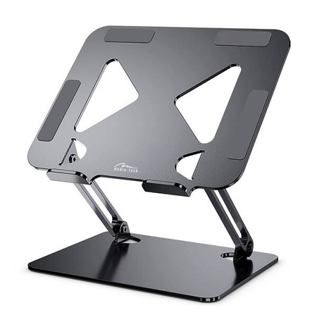LAPTOP STAND - Regulowana, ergonomiczna podstawka pod laptopa 10-17 cali. Masywna, stalowa konstrukcja połączona z antypoślizgowymi stopkami gwarantują stabilność i bezpieczeństwo.