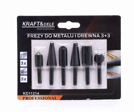 Frezy do metalu i drewna 3+3 KD11214 - KRAFT&DELE