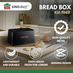 Chlebak, metalowy, 35x23x21cm, czarny, KINGHoff, KH-1949 KH-1949