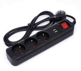 Przedłużacz z USB 1,5m 3 gniazda KD4031 - KRAFT&DELE