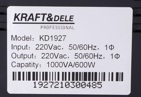 Zasilacz awaryjny UPS 1000VA LED KD1927 - KRAFT&DELE