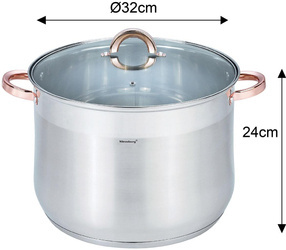 Garnek stalowy z pokrywą, 18.7L, Ø32cm, Klausberg, KB-7797 KB-7797