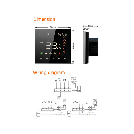 Termostat WiFi Tuya 16A E6263