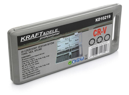 Komplet Bitów specjalnych KD10219 HEX, TORX, SPLINE 40cz. - KRAFT&DELE