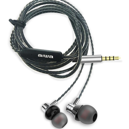 Słuchawki dokanałowe przewodowe AIWA ESTM-50SL srebrne (8435256897180) - AIWA