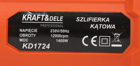 SZLIFIERKA KĄTOWA 1400W KD1724 - KRAFT&DELE