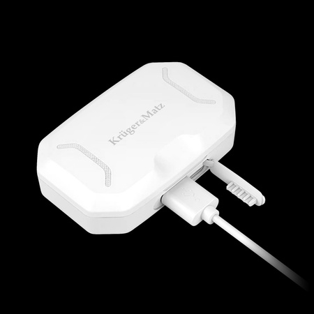 Bezprzewodowe słuchawki douszne z power bankiem Kruger&Matz M6 - kolor biały