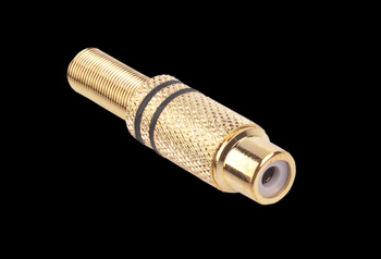 Gniazdo RCA złote 2 paski na kabel czarne