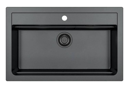 ATROX 40 BLACK EDITION kol. 91 CZARNY zlew Granital (790 x 500) 1 kom. z syfonem manualny 3 1/2" - SYFON BLACK ALVEUS (1148163)