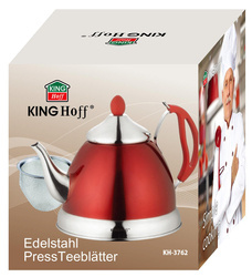 Imbryk z sitkiem, stal 1l ,różne kolory KingHo KH-3762