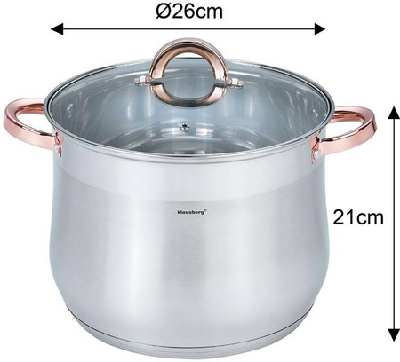 Garnek stalowy z pokrywą, 10.7L, Ø2cm, Klausberg, KB-7794 KB-7794