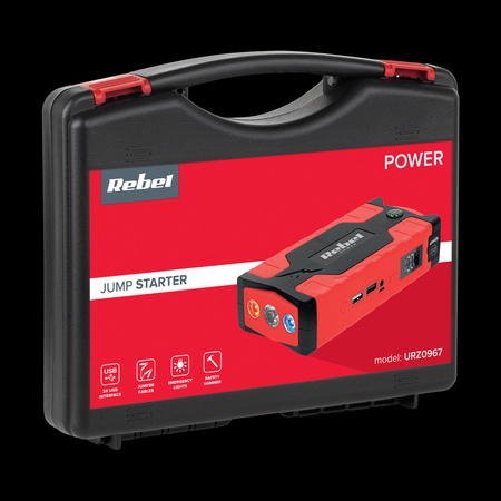 Jump starter - power bank z przewodami rozruchowymi i kompresorem
