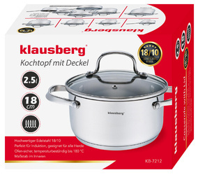 Garnek z pokrywką stal, Ø18cm 2,5l Klausbe KB-7212