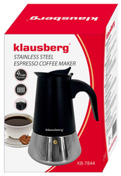 Zaparzacz do kawy espresso, stal nierdzewna, 4 filiżanki, czarna/srebrna, Klausberg, KB-7844 KB-7844