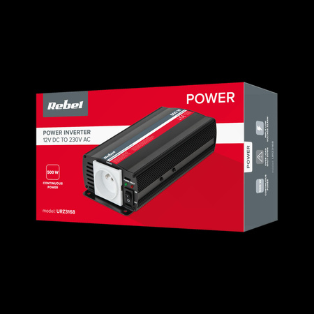 Przetwornica REBEL 12V/230V 500W(gn. typu E:polskie, francuskie)