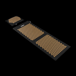 Mata zdrowotna ECO z kolcami do akupresury z poduszką, 130x50cm, XXL, złote kolce, Rebel Active