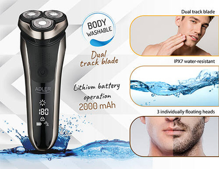 AD 2933 Golarka elektryczna 3 głowicowa z LCD