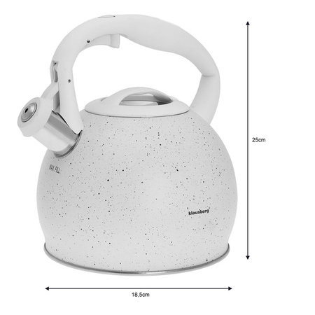 Czajnik tradycyjny 3l, biały marmurek Klausber KB-7265
