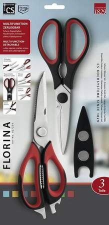 FLORIN nożyczki(2) / ostrze ze stali nierdzewnej, miękki w dotyku uchwyt, magnez, otwieracz do butelek, dziadek do orzec