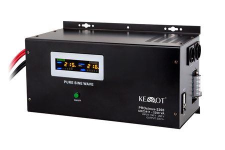 Zasilacz awaryjny naścienny KEMOT PROsinus-2200 przetwornica z czystym przebiegiem sinusoidalnym i funkcją ładowania 12V 230V 2200VA/1600W