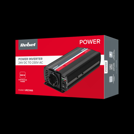 Przetwornica REBEL 24V/230V 500W(gn. typu F:niemieckie)