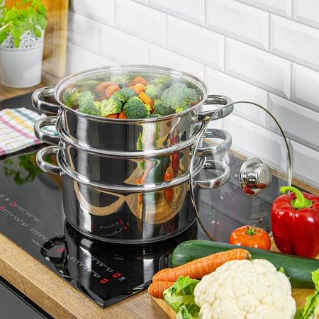 Garnek do gotowania na parze, stal zestaw 4 elementy Ø18cm 2,5l Kinghof KH-3316