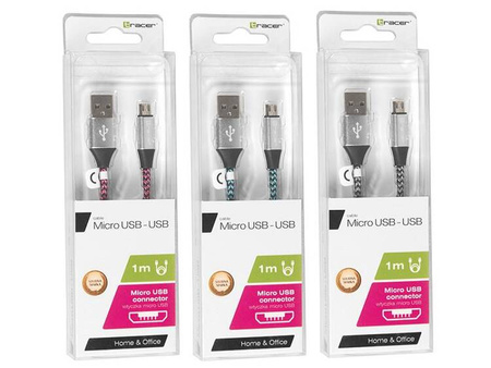 Kabel TRACER USB 2.0 AM - micro 1,0m czarno-niebieski